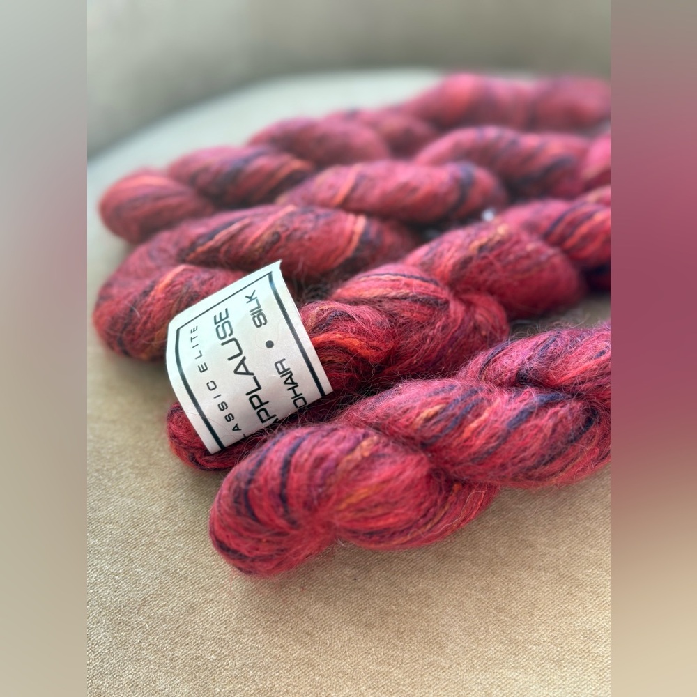 vtg bulky mohair silk yarn bundle - red orange gradient 4 hank classic elite nwt